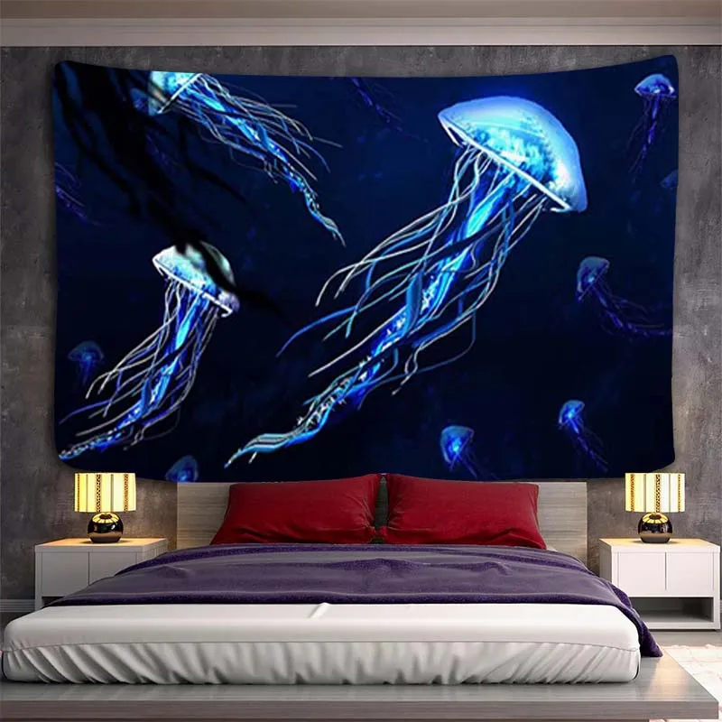 

Custom Tapestry Wall Hanging Underwater World Coral Animal Decoration Home Decor Tapestries Headboards Room Kawaii Aesthetic the