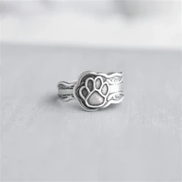 creative simple retro silver color cute cat footprints men and women niche ring party daily travel couples give each other gifts