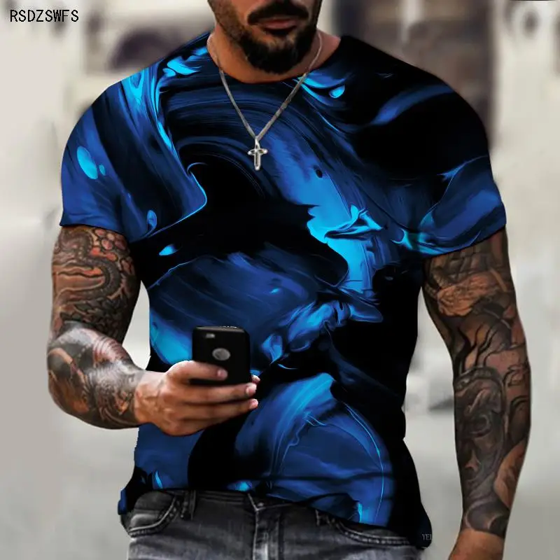 

Geometric 3D Colorful Printing International 2021 New Sweatshirt 90s Men's Summer Street Fashion Personality T-shirt Trend