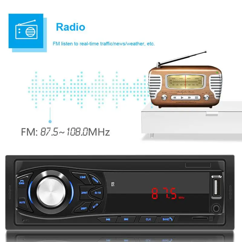 Автомагнитола 1030/1044 MP3/WMA/WAV плеер Bluetooth стандартная цена FM/SD/USB/AUX несколько EQ 1 DIN 12 В