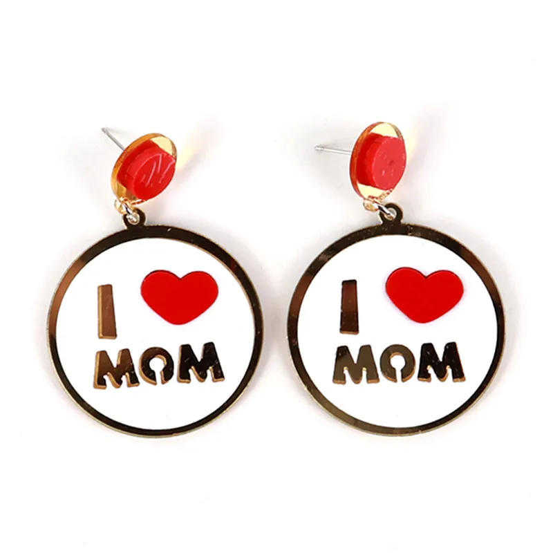 

I Love Mom Earrings Pendant Women Man Accessories Ear Jewelry Family Gift