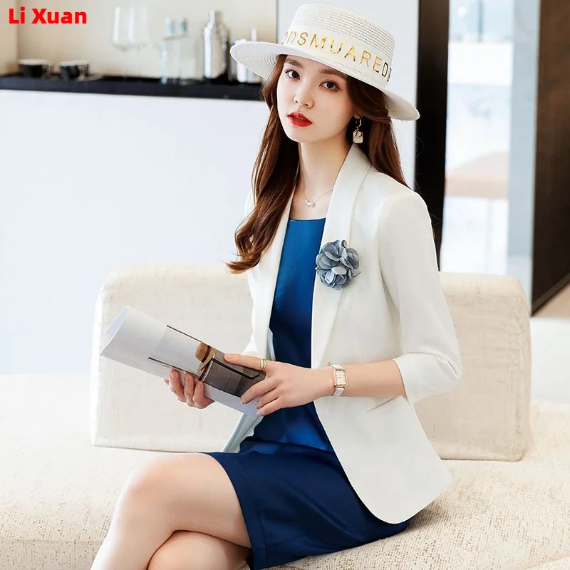 Spring Summer Dress Suits Women Fashion Two Piece Set Outfits Blazer Top Office Korean Ladies Formal OL Work Professional Wear