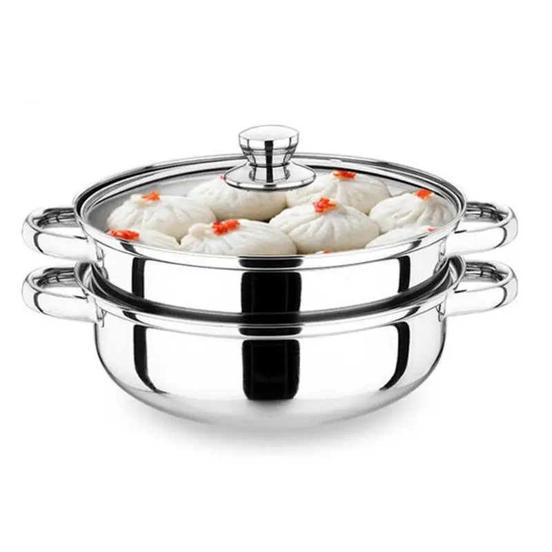 

Stainless Steel Steamer Thickening Soup Pot Steamer Double Thickening Large Cage Drawer Steamer Household Binaural Soup Pot