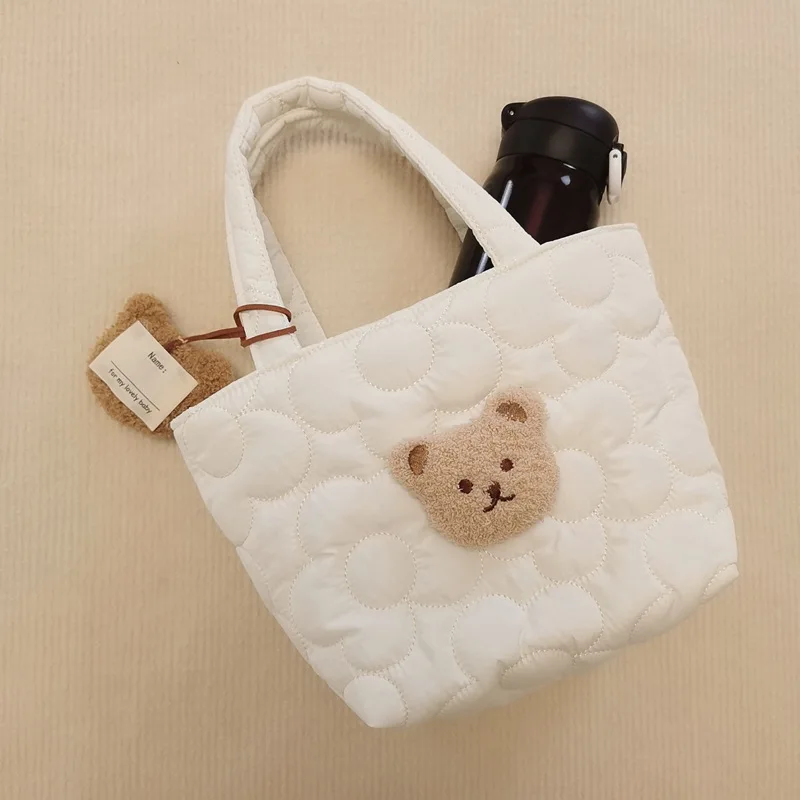

Fashion Ladies Handbag Embroidery Bear Mom Shoulder Bag Storage Bag Mommy Going Out Baby Diaper Bag Mother and Baby Bag