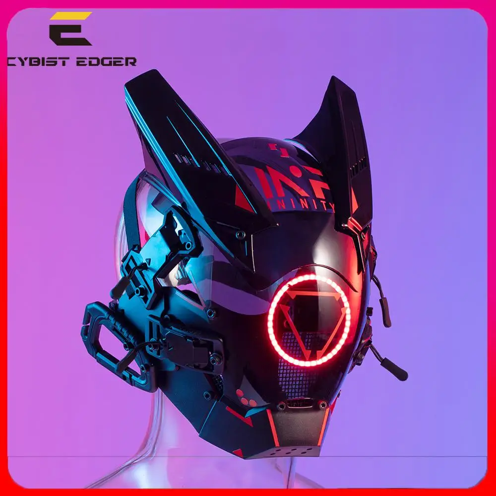 

Cyber Punk Mask LED Light Halloween Cosplay Night City Neon Series SCI-FI Helmet Mechanical Novelty Special Use Party Gift