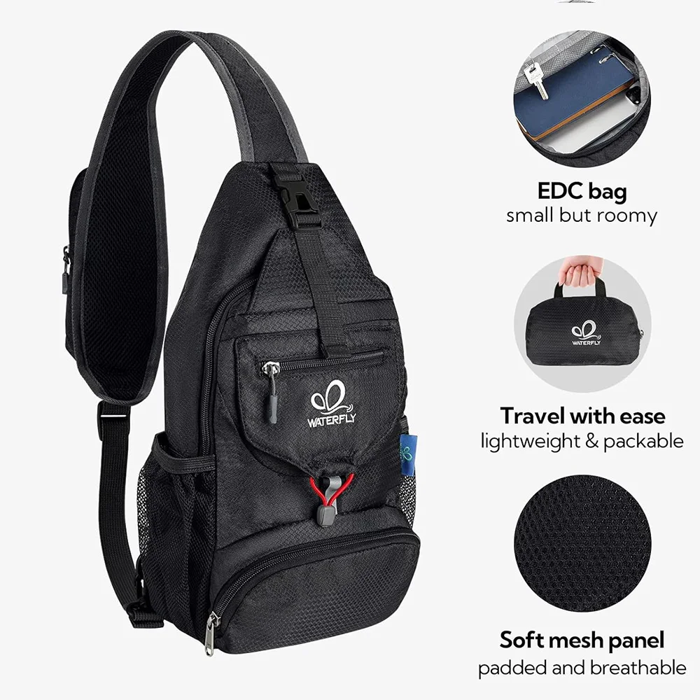 Нагрудная сумка WATERFLY маленькая через плечо упаковочный велосипедный рюкзак для