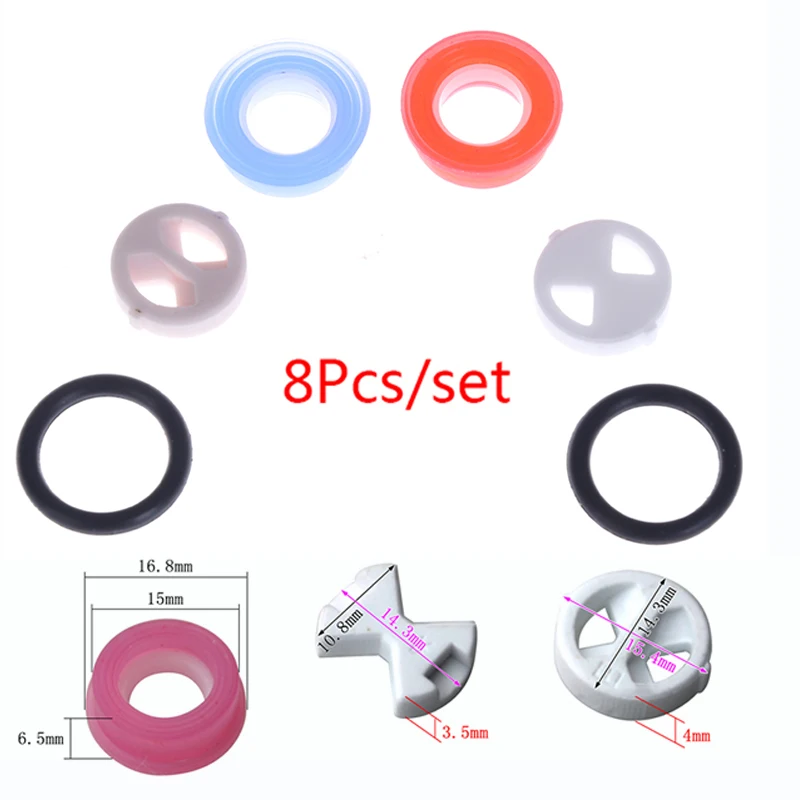 

8Pcs/set Ceramic Disc Silicon Washer Insert Turn Valve Tap Replacement 1/2" For Valve Tap