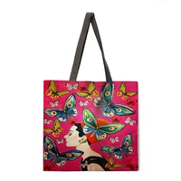 elegant womens printing womens shoulder bag double sided printing womens handbag shopping bag foldable and reusable