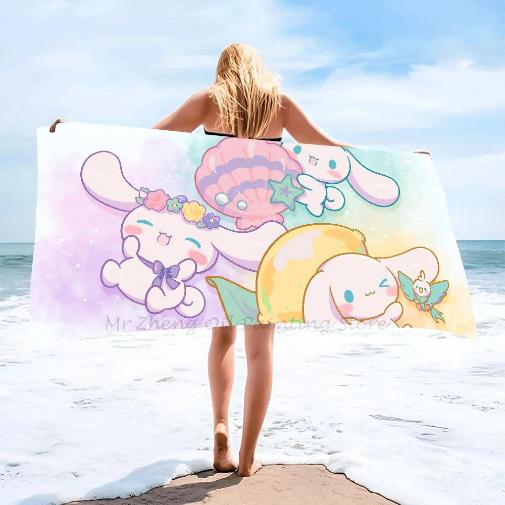Милое мультяшное полотенце C-Cinnamoroll 1 шт. пляжное из микрофибры быстросохнущее