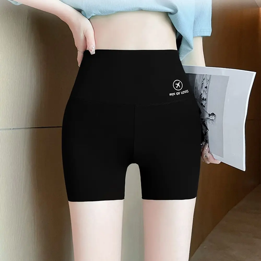 

Female Yoga Fitness Slimming Butt Lifter Shorts Ice Silk Airplane Letter Seamless Underwear Women Safety Shorts Sports Pants