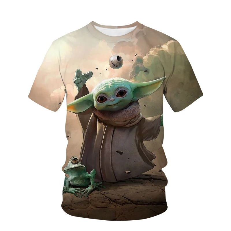 

Marvel Movie Star wars Mandalorian Baby Yoda T Shirts Men Women Summer Short Sleeve Printed T-shirt Cool Harajuku Tops Tee 4-14Y