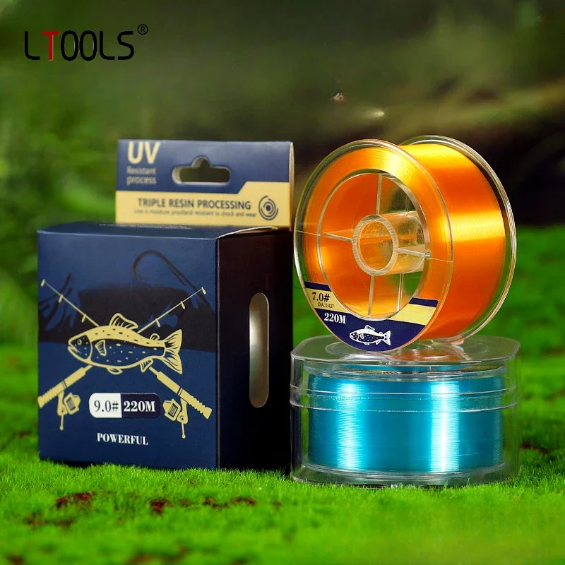 

220 Meter Long Throw Nylon Line Golden Yellow Lake Blue Transparent Sea Fishing Rod Fishing Line Saltwater Fishing Accessories