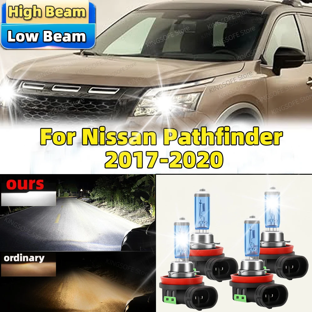 4 шт. для Nissan Pathfinder 2017 2018 2019 2020 автомобильные фары H11 дальнего и ближнего света 100 Вт