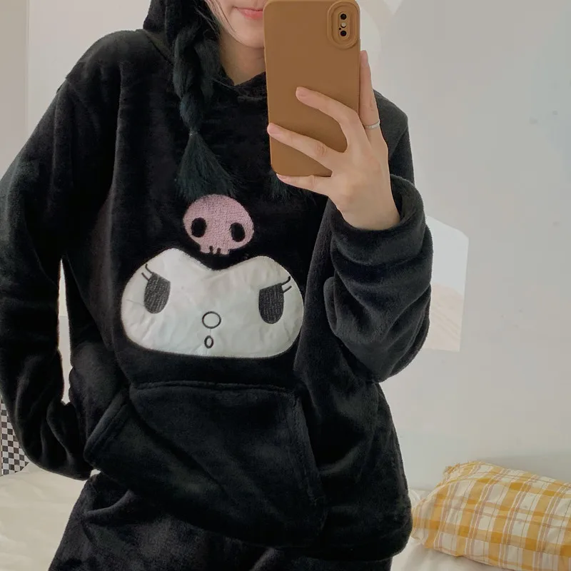 

Kawaii Sanrio Cinnamoroll My Melody Kuromi Cartoon Anime New Loose Cute Thick Pajamas Winter Long Sleeve Trousers Homewear Set