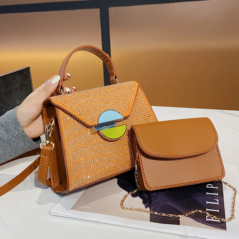 Брендовые дизайнерские сумки и кошельки со стразами женские через плечо новинка