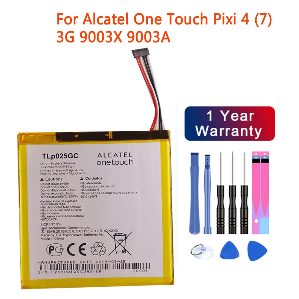 

New High Quality TLP025GC 2580mAh Battery for Alcatel One Touch Pixi 4 (7) 3G 9003X 9003A Smart Cell phone Battery Batteries