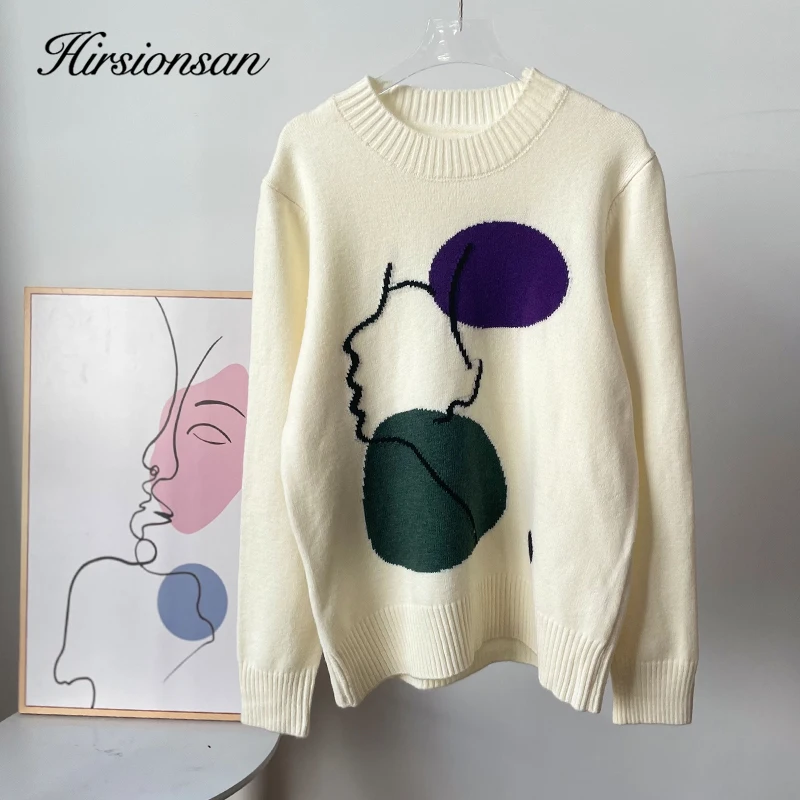 Элегантный мягкий свитер Hirsionsan для женщин зима 2023 Корейские вязаные пуловеры с