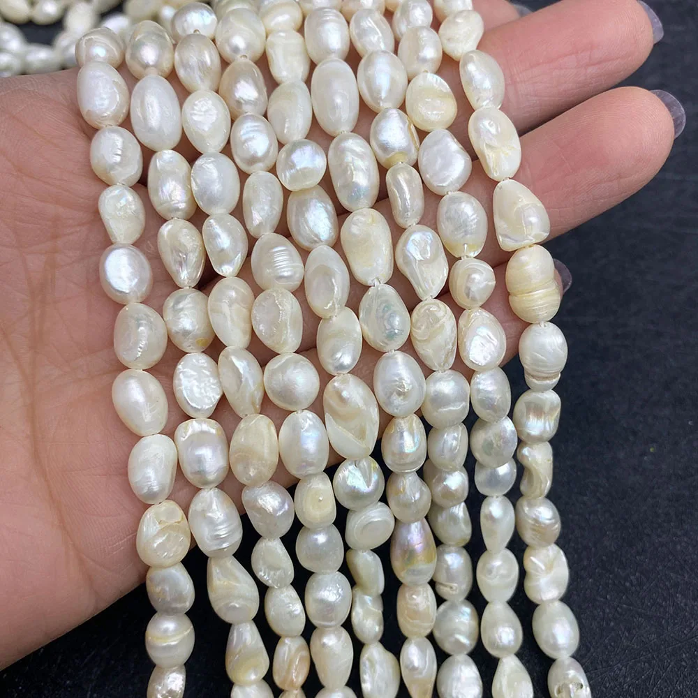 

Бусина из натурального пресноводного жемчуга класса А, асимметричное ожерелье из риса белого цвета, для изготовления ювелирных изделий «сд...