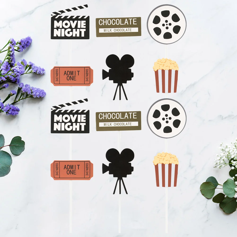 

Cake Decoration Birthday Picks Party Supplies Cupcake Bithday Popcorn Themed Topppers Stick Movie Night Topper Baby Shower