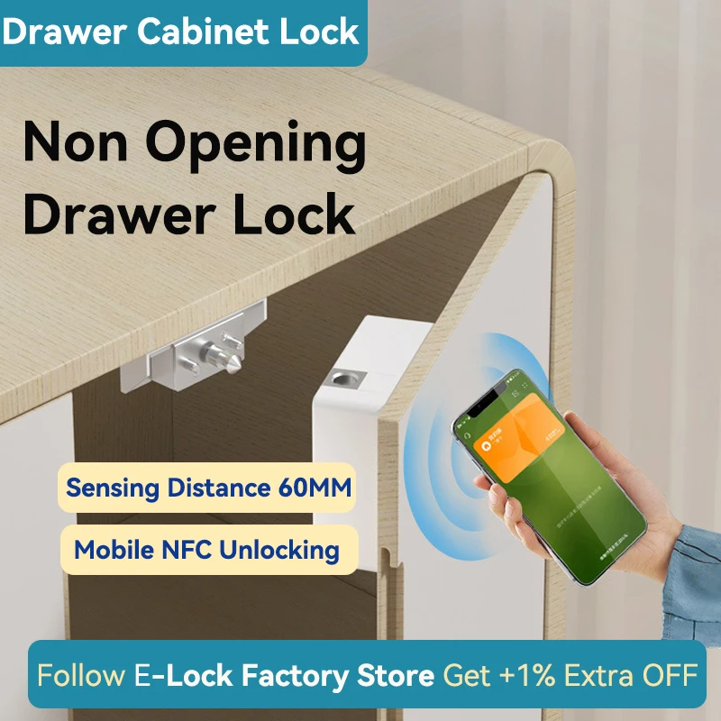 

Hidden Smart Cabinet Lock Drawer Lock Card Swiping NFC RFID Electronic Keyless for Concealment Furniture Cabinet Locker Drawer