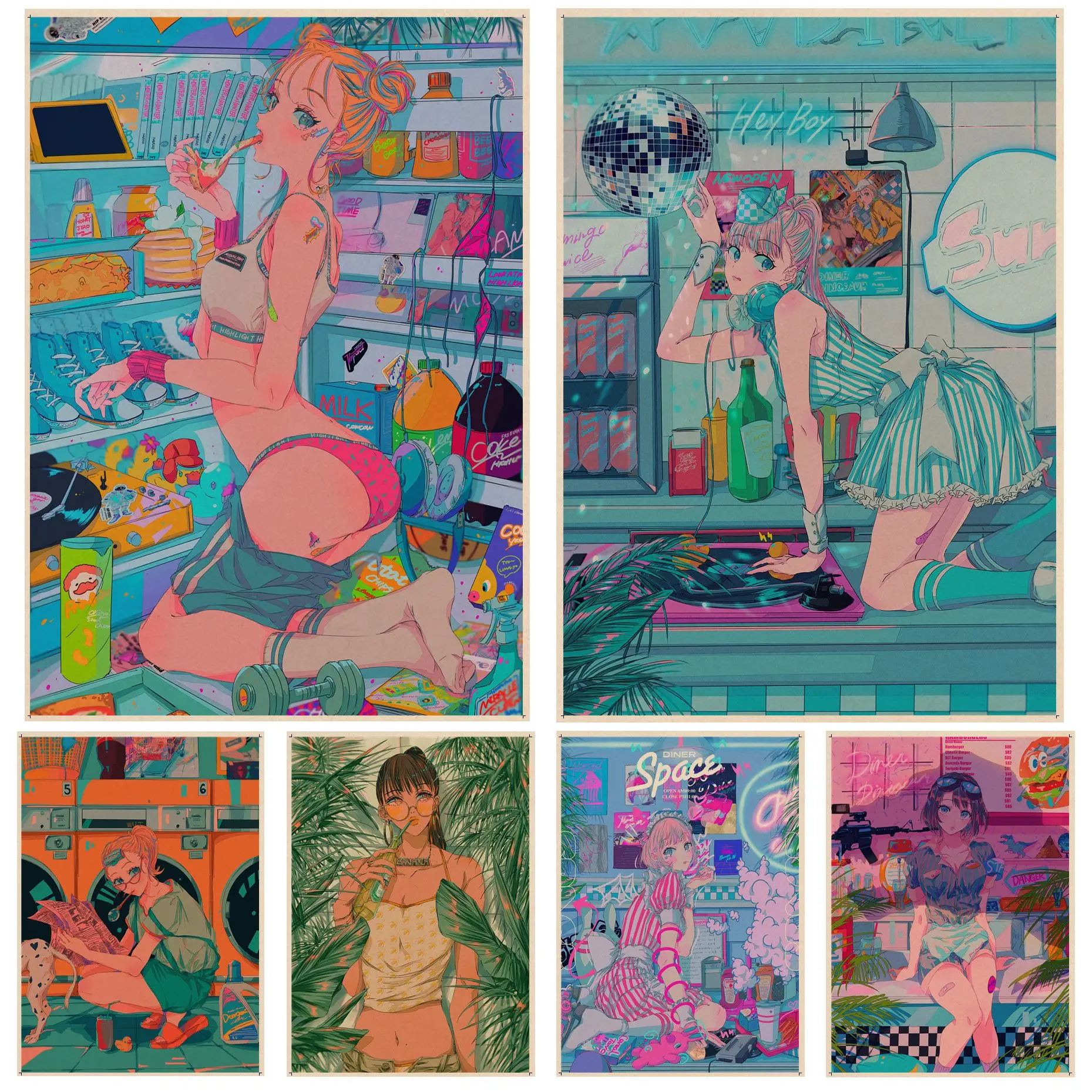 

Kawaii Anime Girl Anime Posters Vintage Room Home Bar Cafe Decor Home decor