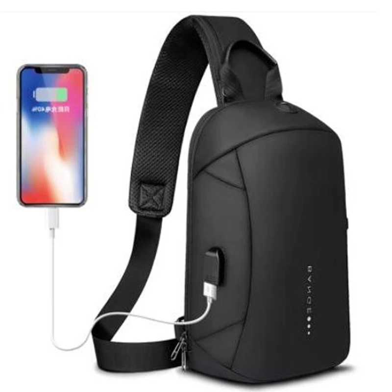 

KUZAI Brand Men chest bag backpack Bags men Shoulder bags USB Charge Cross body Bags Chest pack Oxford Messenger Bags for men
