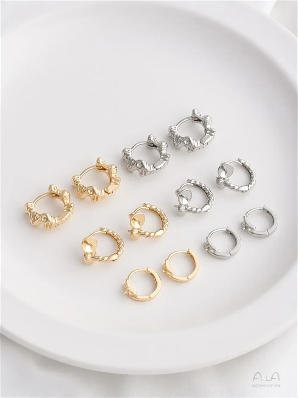 14-каратное золото обернутое жареное тесто круглая застежка для ушей из лавовых