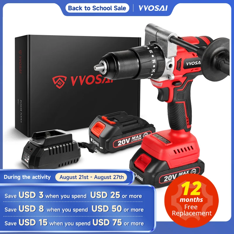 WOSAI MT-Series 125N.m 20V Brushless Electric Drill 13mm Cor