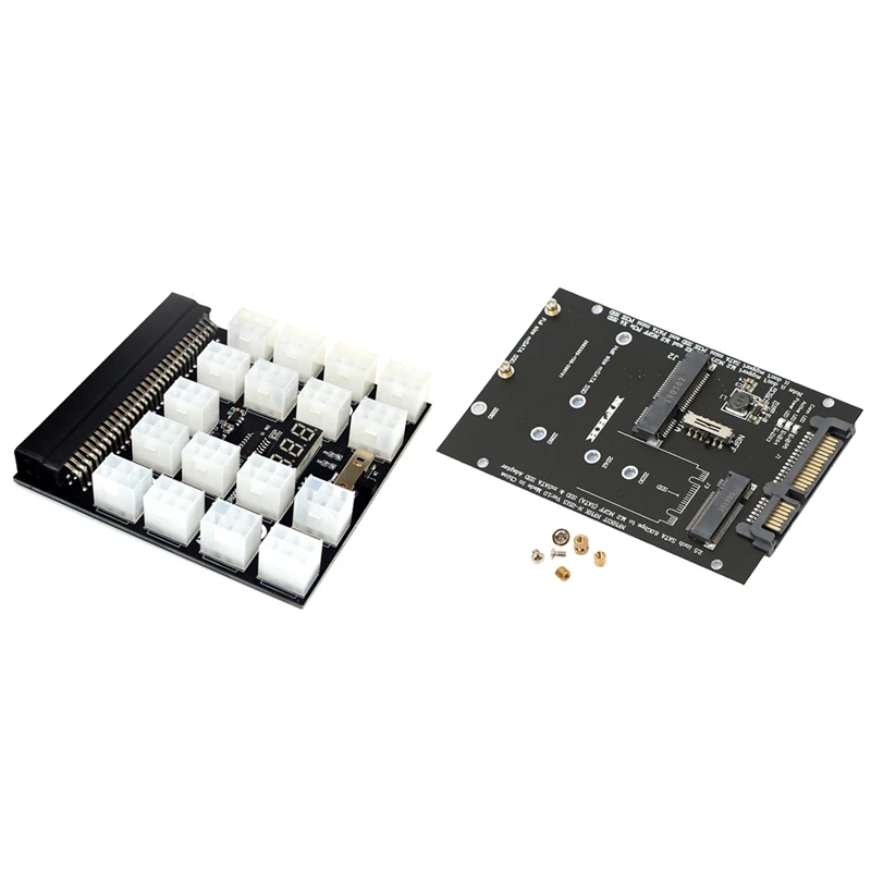 

1 Pcs PCI-E 17X6pin Power Supply Breakout Board Adapter Converter & 1 Pcs M.2 NGFF MSATA SSD To 2.5Inch SATA 3.0 Adapter
