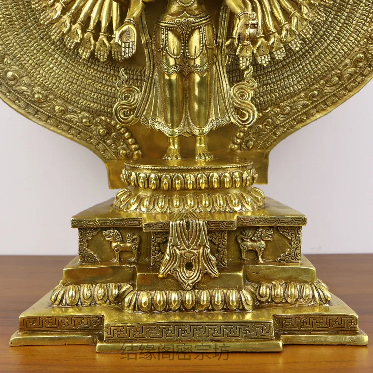 Чистая медь ручная работа тысяча рук Гуаньинь Непал тибетская тантра статуя