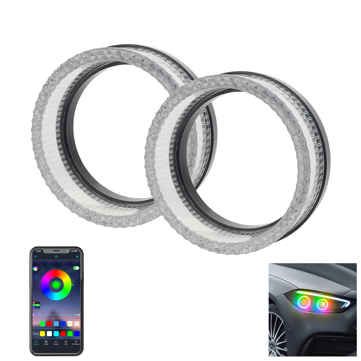 

1/2 шт. автомобильный 12 В светодиодный круглый квадратный ангельский глаз апертура RGB дневные ходовые огни фары автомобиля мотоцикл кольцевая диафрагма декоративный светильник