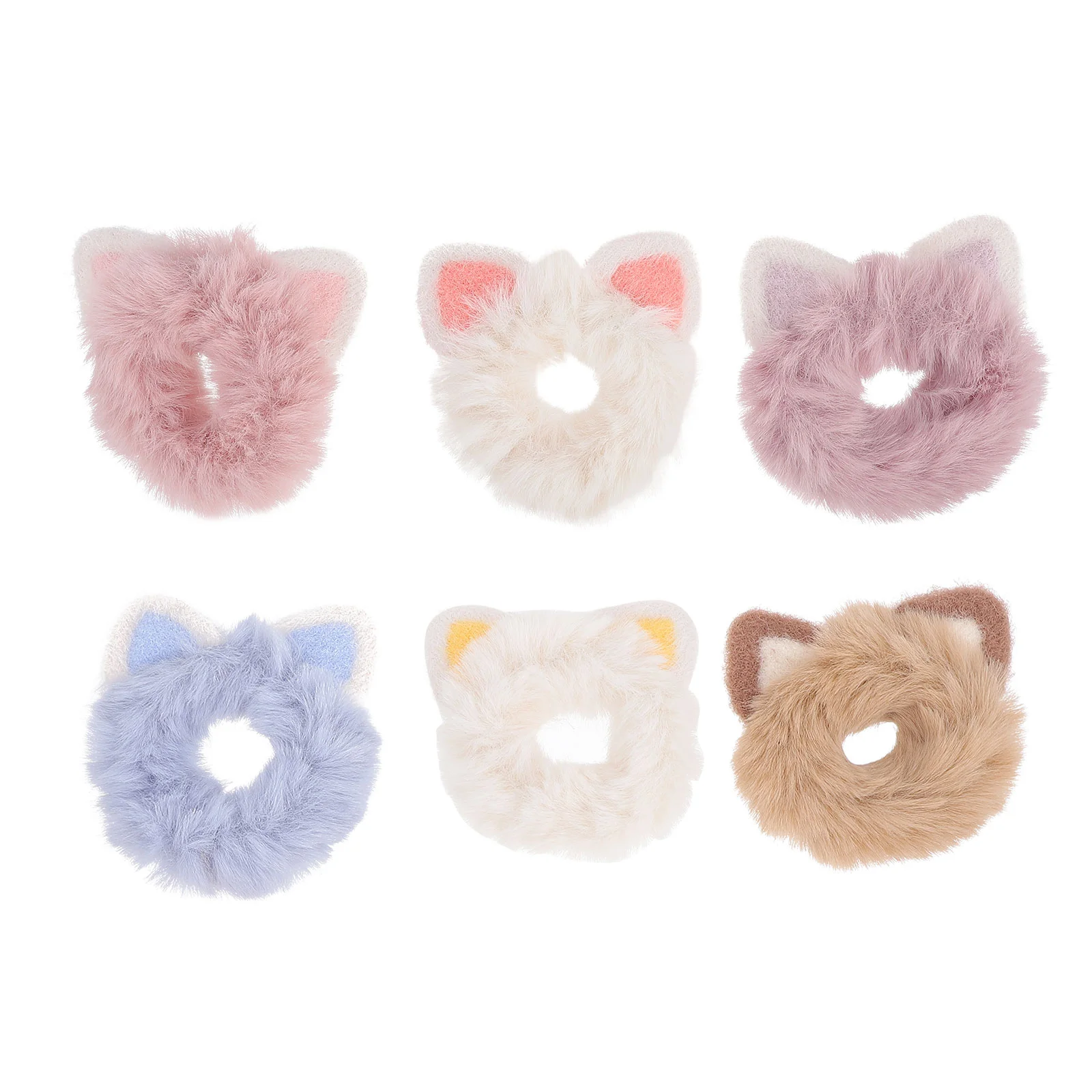 

6 Pcs Hair Ring Scrunchy Band Bobble Tie Ties Cat Ear Scrunchies Girls Elastic Plush