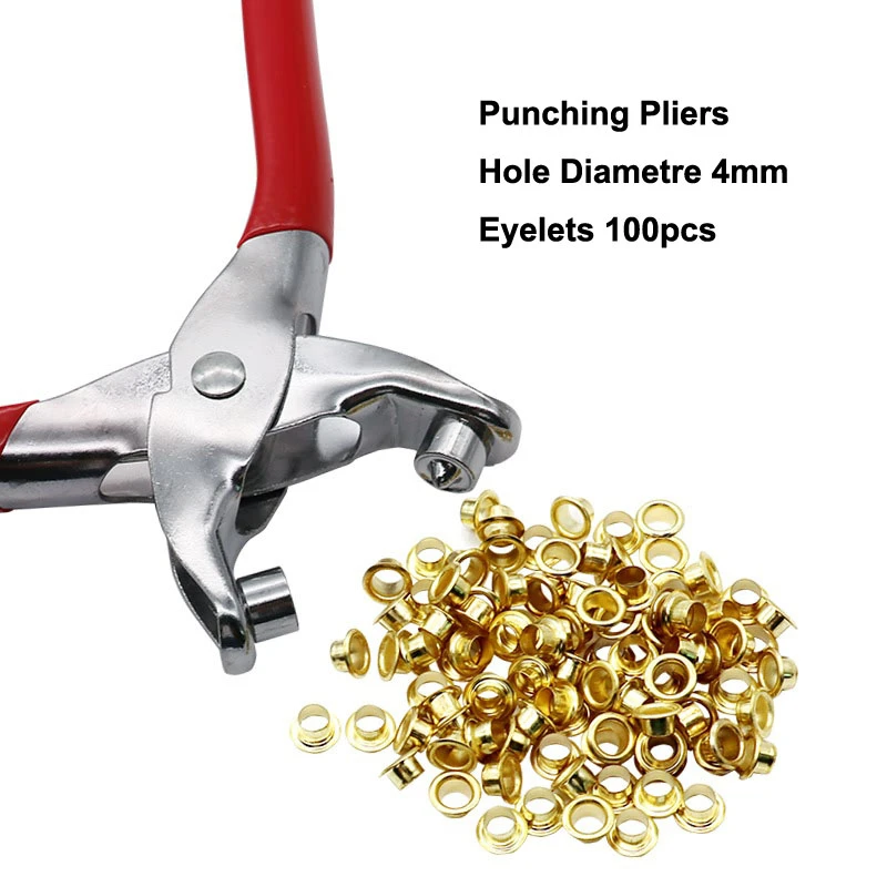 

4mm Leather Belt Hole Punch Plier Eyelets Setting Button DIY Shoes Craft Repair Shoe Rivet Snap Canvas Pincer Fastener