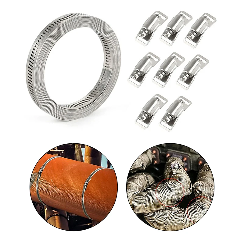 

Hose Clamp with Fastener 304 Stainless Steel DIY 11.5 Feet Adjustable Clamp Worm Gear Hose Clamps for Pipe Automotive Cable Tube