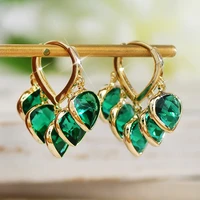 ins luxury green heart romantic exquisite earrings for women hoop temperament all match charm buckle delicate earrings jewelry