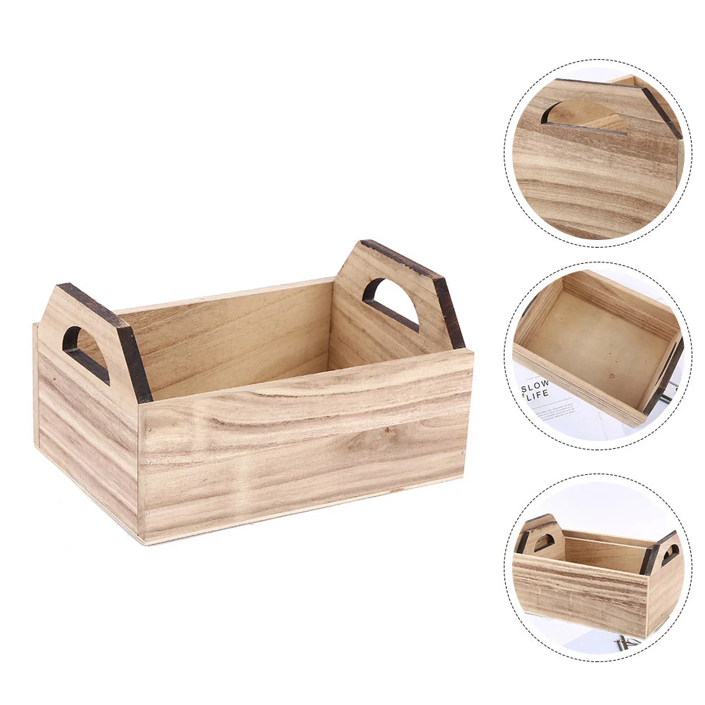 

Office Drawers Sundries Storage Box Wooden Basket Desktop Organizer Container Tray
