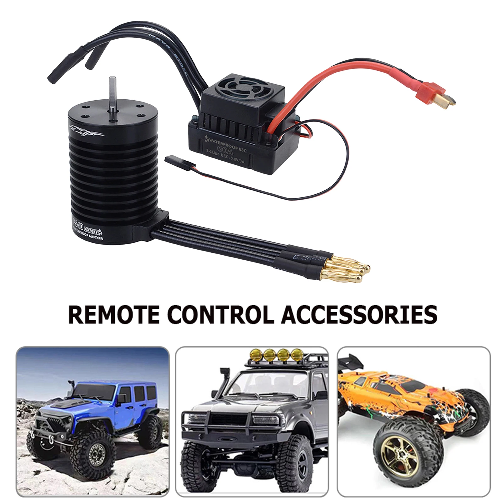 

Водонепроницаемый 4P 4370KV 3,175mm вал бесщеточный двигатель 60A ESC (электрический регулятор скорости) Комбинированные комплекты для 1/10 радиоуправ...