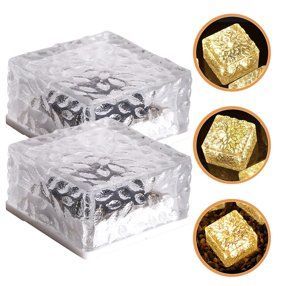 

2pcs Solar Ice Brick Lights Outdoor Landscape Decorative Light for Garden Yard Lawn & decors