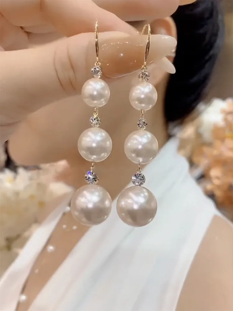 Длинные серьги с жемчугом для похудения дизайнерские высокого класса новинка 2024