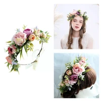 romantic faux rose wedding brid garland princess wreaths beach garland spring headband crowns hawaii floral flower bohemian d6y8