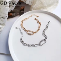 punk crystal pin pave zircon bracelet for women chain link chain charm metal bangles pretty gifts lovers hand fashion jewelry
