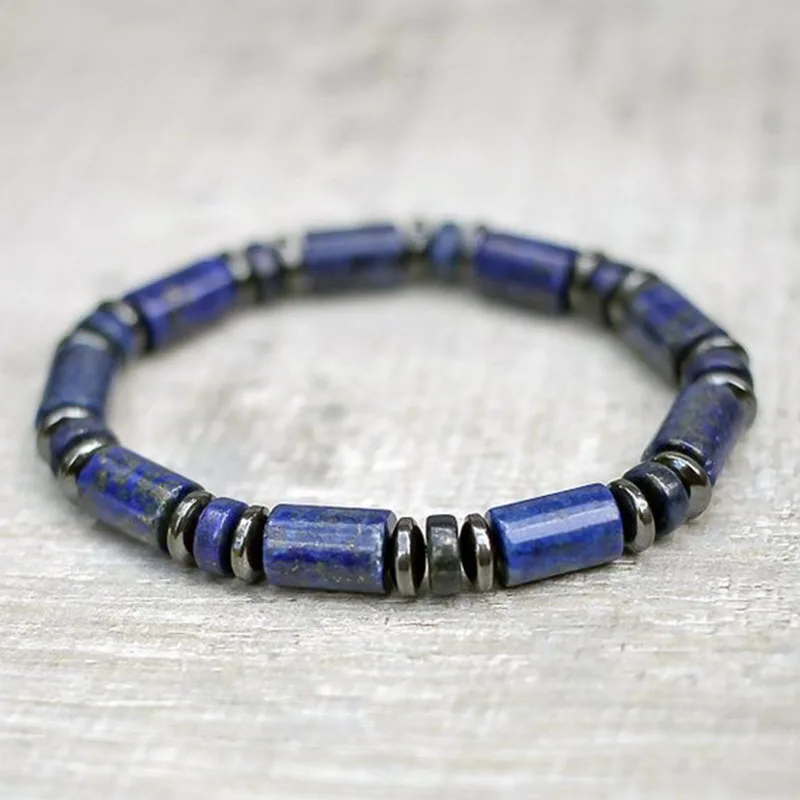 

Lapis Lazuli Bracelet, Lapis Lazuli Jewelry, Blue Bead Bracelet, Lapis Lazuli and Pyrite Hematite Bracelet,