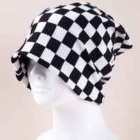 new fashion slouchy baggy hat hiphop checkerboard caps spring and summer korean fashion hat beanies lattice caps for couple