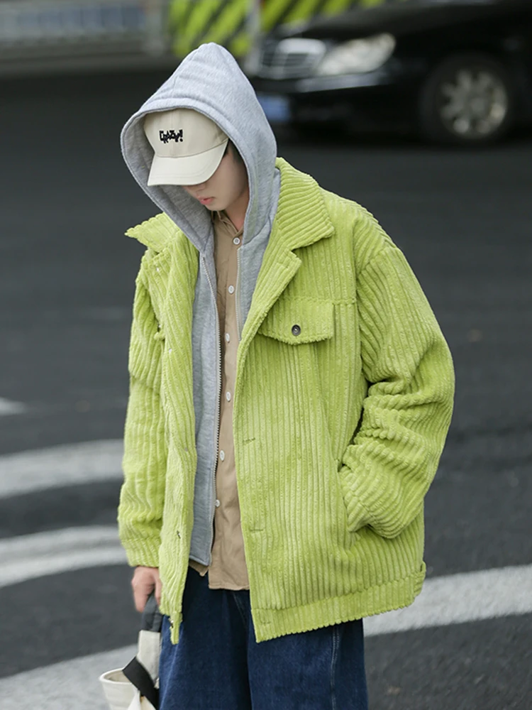 Вельветовая верхняя одежда зеленого авокадо мужская осенне-зимняя американская