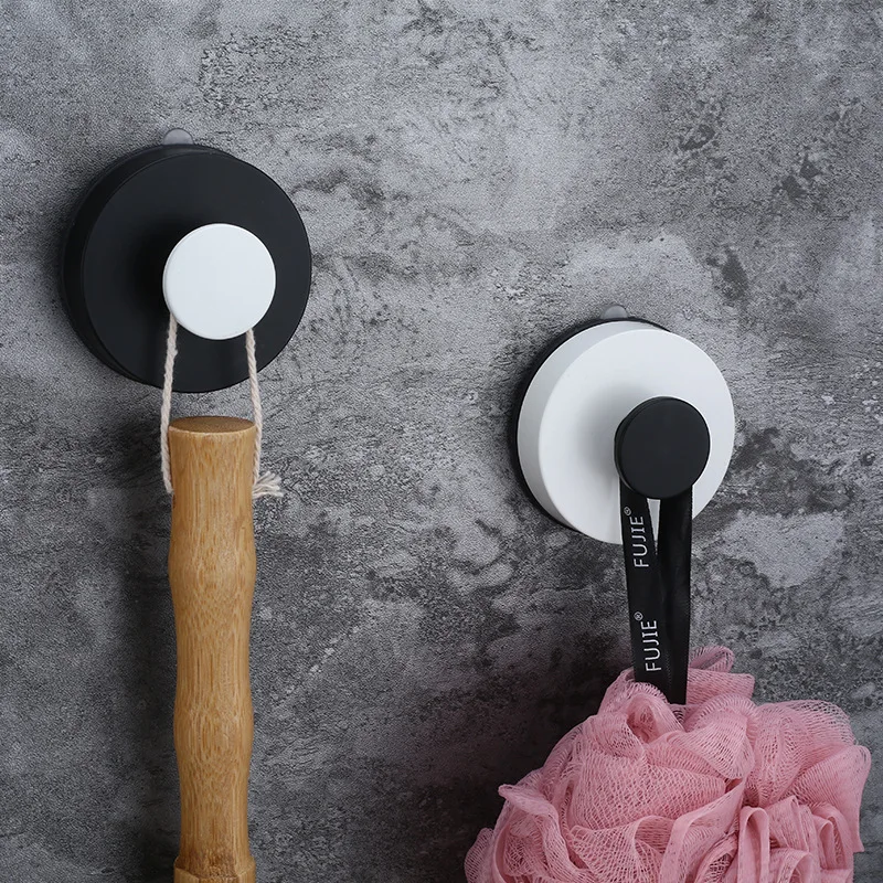 

2022 Punch Free Sucker Hook Round Seamless Clothes Hook Creative Sucker Hook At Bedroom Door Bathroom Wall