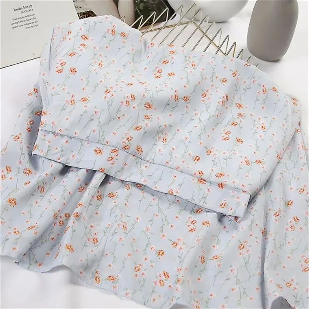 

Женская юбка с завышенной талией, нежная винтажная шифоновая облегающая универсальная юбка с цветочным принтом в Корейском стиле, лето 2022