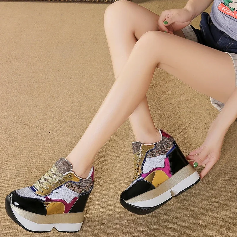 Женские ботильоны 2023 осенняя искусственная высота кожаная обувь Increasi ботинки на