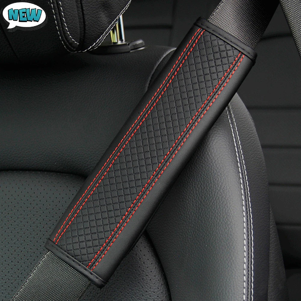 

2pcs / Pair Car Accessories Leather Shoulder Pads Cushion Harness Car Seat Belt Cover with Car Padding Interior Safety Belt