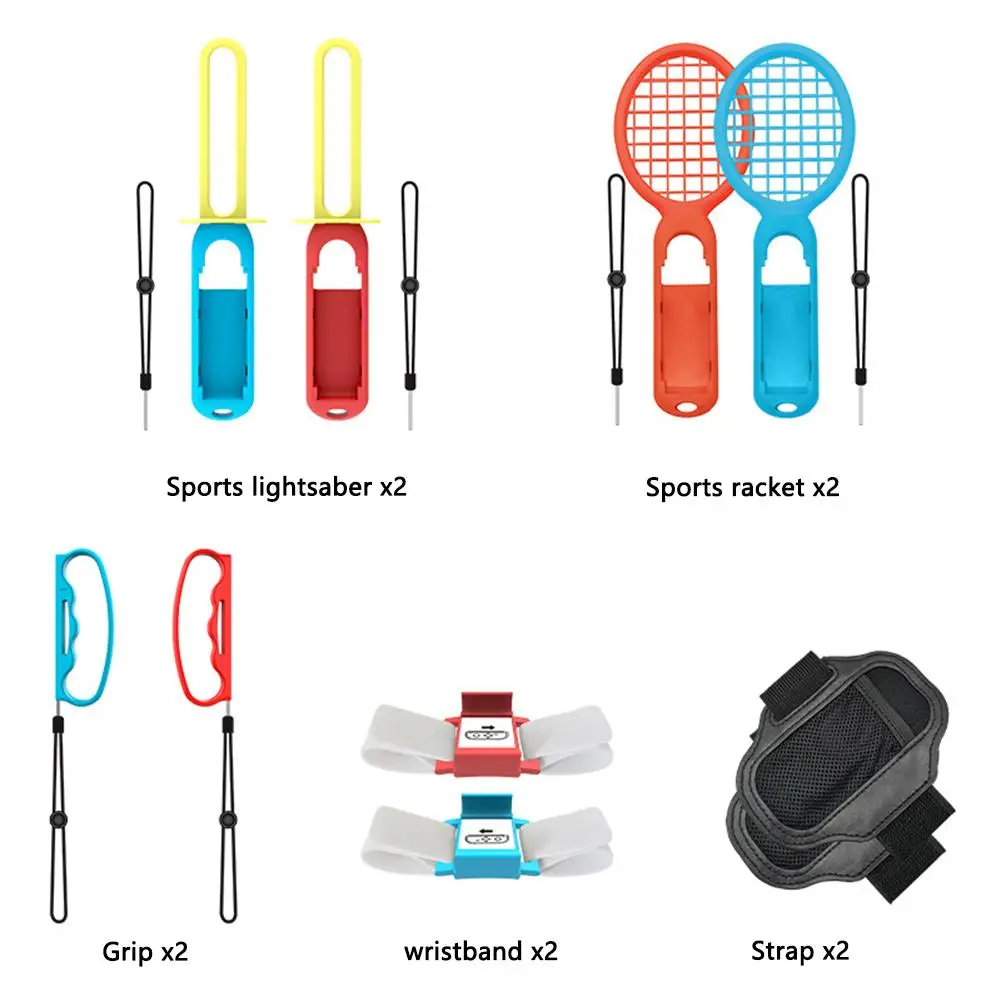 

10 In 1 Somatosensory Sports Set Grip Wristband Strap Lightsaber Tennis Racket Game Accessories For Nintendo Switch Sports