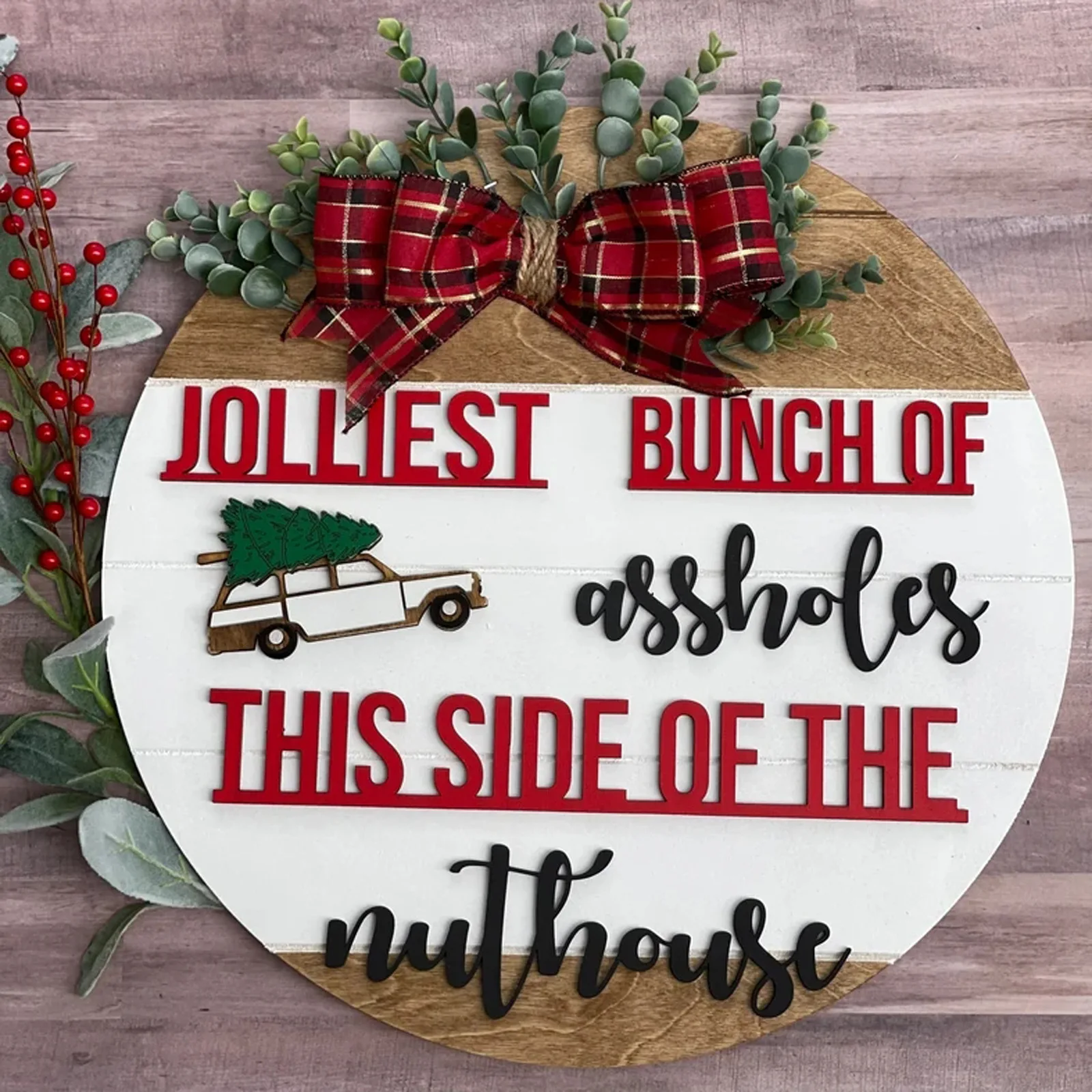 

3D Wood Christmas Door Hanger Personality Wood Door Hanger Christmas Wreath Custom 3d Letters, Merry Christmas Santa Home